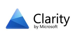 Microsoft Clarity logo with blue triangle icon and text